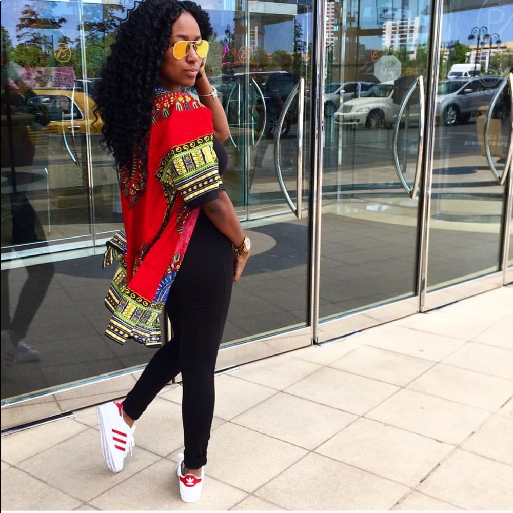 Red Dashiki Throw On